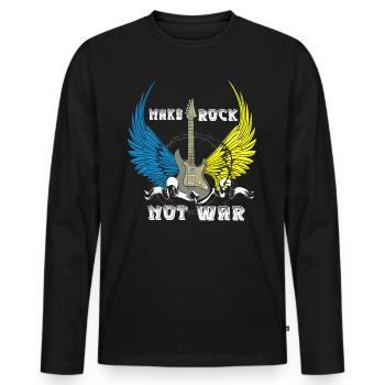 Make Rock not War - Männer Premium Bio Langarmshirt - Schwarz - Vorne - Nico (187cm)