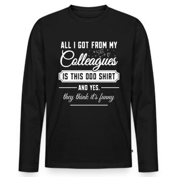 Farewell gift colleagues Job change - Men's Premium Organic Long Sleeve Shirt - black - Front - Nico (187cm)