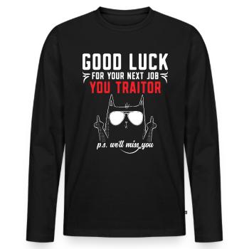 Abschiedsgeschenk Kollegen Jobwechsel - Männer Premium Bio Langarmshirt - Schwarz - Vorne - Nico (187cm)