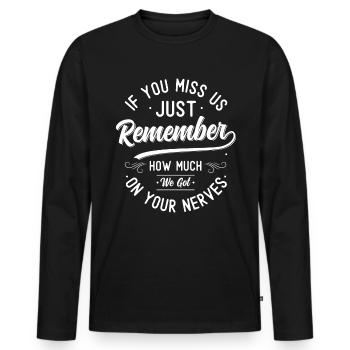 Cadeau d’adieu collègues Changement d’emploi - T-shirt manches longues Premium bio Homme - noir - Devant - Nico (187cm)