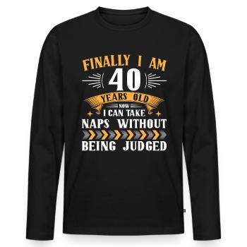 40th birthday birthday gift 40 years - Men's Premium Organic Long Sleeve Shirt - black - Front - Nico (187cm)