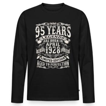 April 1928 - 95 years old - 95th birthday - Men's Premium Organic Long Sleeve Shirt - black - Front - Nico (187cm)