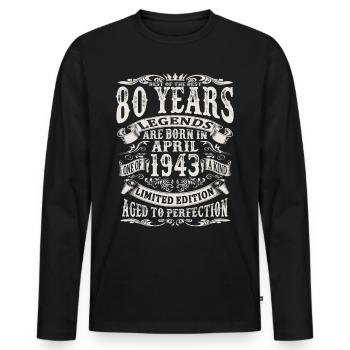 April 1943 - 80 Jahre alt - 80. Geburtstag - Männer Premium Bio Langarmshirt - Schwarz - Vorne - Nico (187cm)