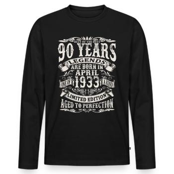 April 1933 - 90 Jahre alt - 90. Geburtstag - Männer Premium Bio Langarmshirt - Schwarz - Vorne - Nico (187cm)