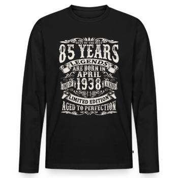 April 1938 - 85 Jahre alt - 85. Geburtstag - Männer Premium Bio Langarmshirt - Schwarz - Vorne - Nico (187cm)