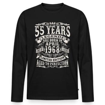 April 1968 - 55 Jahre alt - 55. Geburtstag - Männer Premium Bio Langarmshirt - Schwarz - Vorne - Nico (187cm)