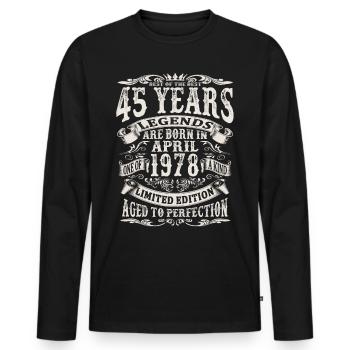 April 1978 - 45 Jahre alt - 45. Geburtstag - Männer Premium Bio Langarmshirt - Schwarz - Vorne - Nico (187cm)