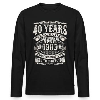 April 1983 - 40 years old - 40th birthday - Men's Premium Organic Long Sleeve Shirt - black - Front - Nico (187cm)