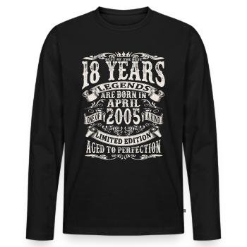 April 2005 - 18 years old - 18th birthday - Men's Premium Organic Long Sleeve Shirt - black - Front - Nico (187cm)