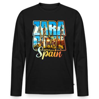 Reisen Spanien Stadt Saragossa - Männer Premium Bio Langarmshirt - Schwarz - Vorne - Nico (187cm)