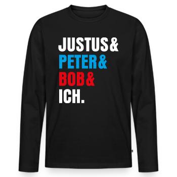 Die Drei ??? Justus& Peter& Bob& Ich - Männer Premium Bio Langarmshirt - Schwarz - Vorne - Nico (187cm)
