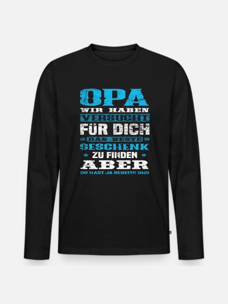 Opa Enkelkinder Geschenk - Männer Premium Bio Langarmshirt - Schwarz