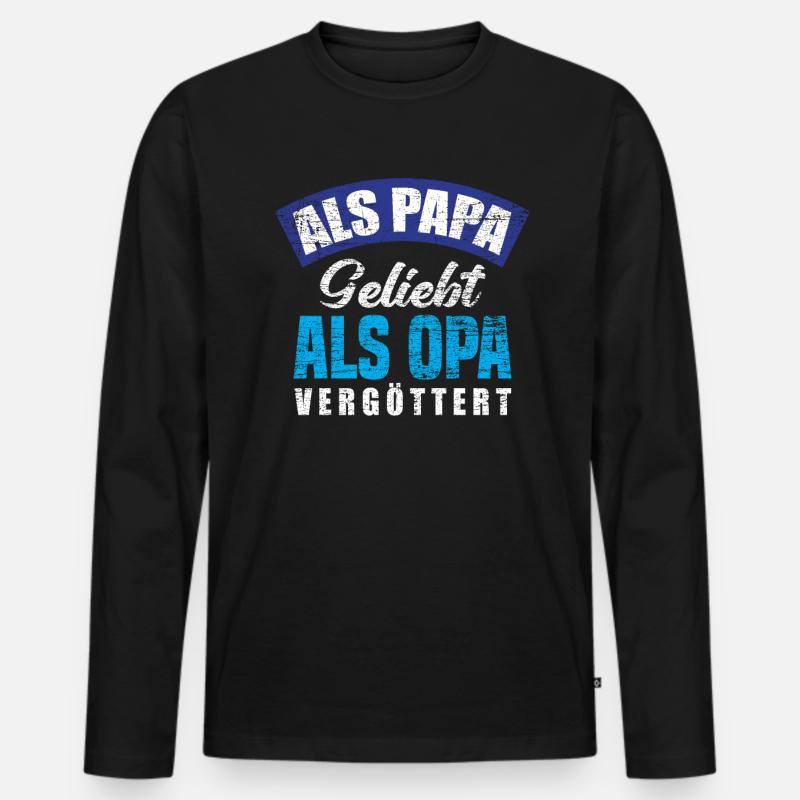 Opa Papa Bester Opa - Männer Premium Bio Langarmshirt - Schwarz