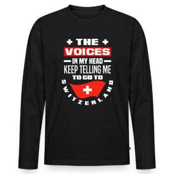 Schweiz Stimmen Auswandern - Männer Premium Bio Langarmshirt - Schwarz - Vorne - Nico (187cm)