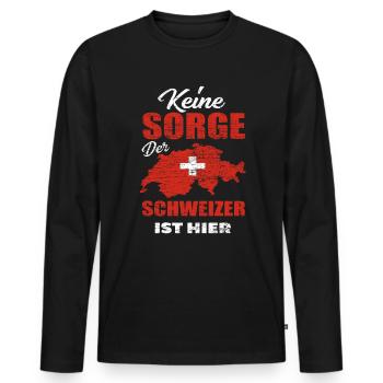 Schweiz Schweizer - Männer Premium Bio Langarmshirt - Schwarz - Vorne - Nico (187cm)