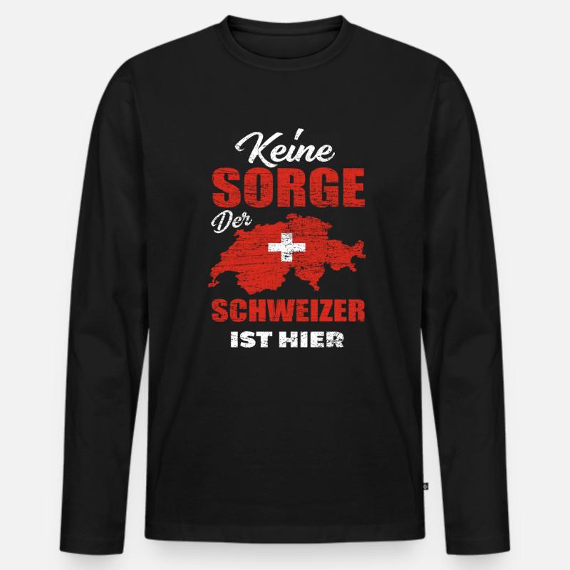 Schweiz Schweizer - Männer Premium Bio Langarmshirt - Schwarz