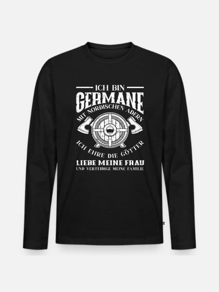 Wikinger Germane - Männer Premium Bio Langarmshirt - Schwarz