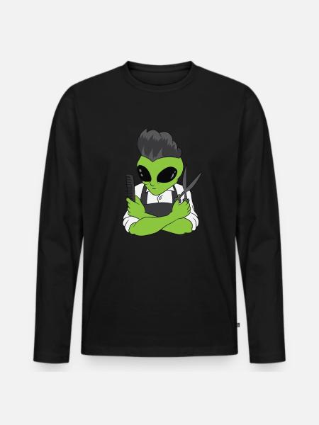 Barber Alien - Men's Premium Organic Long Sleeve Shirt - black