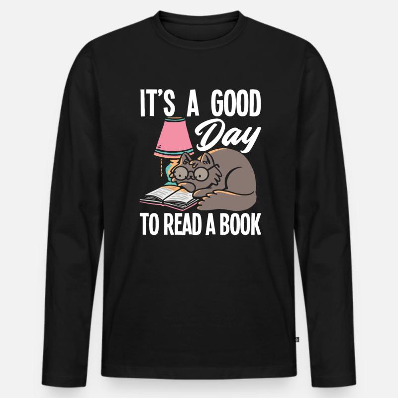 Buch Bücher Leseratte - Männer Premium Bio Langarmshirt - Schwarz