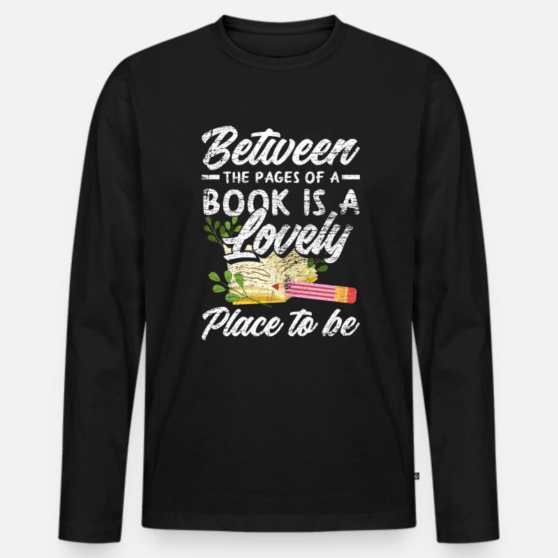 Buch Spruch Bibliothek - Männer Premium Bio Langarmshirt - Schwarz