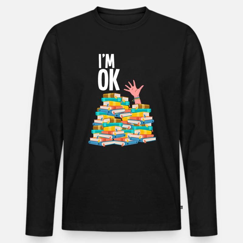 Bücher - Männer Premium Bio Langarmshirt - Schwarz