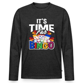 Bingo - Men's Premium Organic Long Sleeve Shirt - heather anthracite - Front - Nico (187cm)