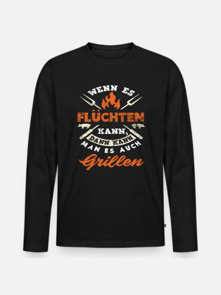 Grillen Spruch Grill Griller - Männer Premium Bio Langarmshirt - Schwarz
