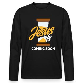 Pastor Jesus coming soon Pastor - Men's Premium Organic Long Sleeve Shirt - black - Front - Nico (187cm)