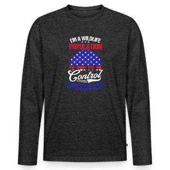 Hunting American Flag Population Control Special - Men's Premium Organic Long Sleeve Shirt - heather anthracite - Front - Nico (187cm)