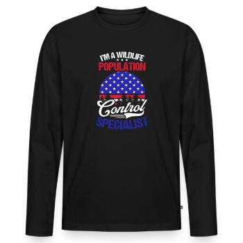 Chasse Au drapeau américain Contrôle de la population Spécial - T-shirt manches longues Premium bio Homme - noir - Devant - Nico (187cm)