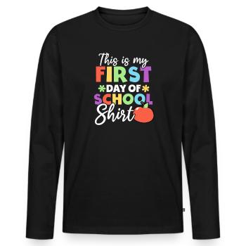 Tenue du premier jour d’école du premier jour d’école - T-shirt manches longues Premium bio Homme - noir - Devant - Nico (187cm)