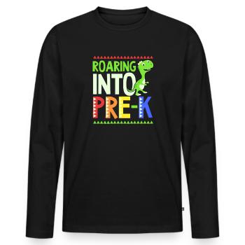 Le premier jour d’école rugit dans la prématernelle - T-shirt manches longues Premium bio Homme - noir - Devant - Nico (187cm)