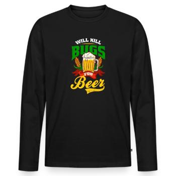 Bug Exterminator tötet Bugs für Bier - Männer Premium Bio Langarmshirt - Schwarz - Vorne - Nico (187cm)