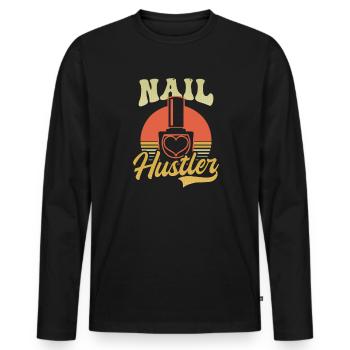 Nail Tech Nail Hustler - T-shirt manches longues Premium bio Homme - noir - Devant - Nico (187cm)