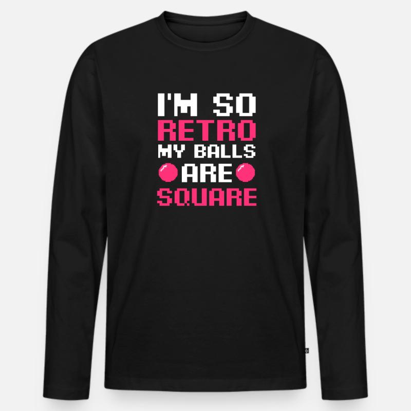 EDM Rave Techno So Retro Meine Bälle sind quadratisch - Männer Premium Bio Langarmshirt - Schwarz