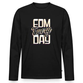 EDM Rave Techno EDM Tous les jours - T-shirt manches longues Premium bio Homme - noir - Devant - Nico (187cm)