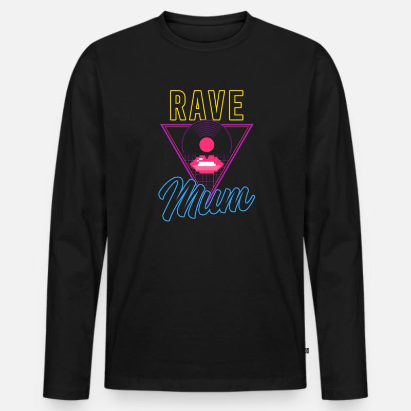 EDM Rave Techno 80s Rave Mum - Men's Premium Organic Long Sleeve Shirt - black