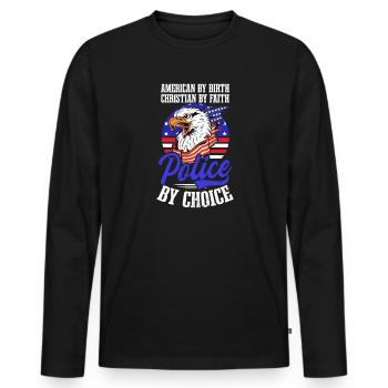 4 juillet Officier de police de la police chrétienne américaine - T-shirt manches longues Premium bio Homme - noir - Devant - Nico (187cm)
