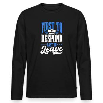 4. Juli Polizist antwortet zuerst auf - Männer Premium Bio Langarmshirt - Schwarz - Vorne - Nico (187cm)