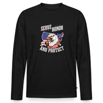 4. Juli Polizist dient Ehre und Schutz - Männer Premium Bio Langarmshirt - Schwarz - Vorne - Nico (187cm)