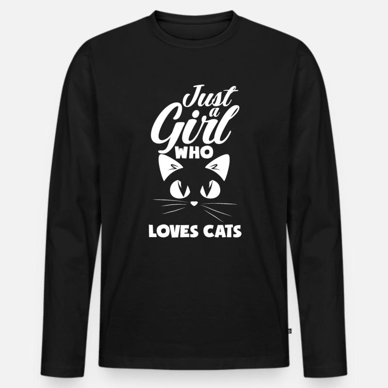 Katze Katzen Mädchen - Männer Premium Bio Langarmshirt - Schwarz
