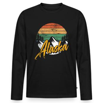 Alaska - Men's Premium Organic Long Sleeve Shirt - black - Front - Nico (187cm)
