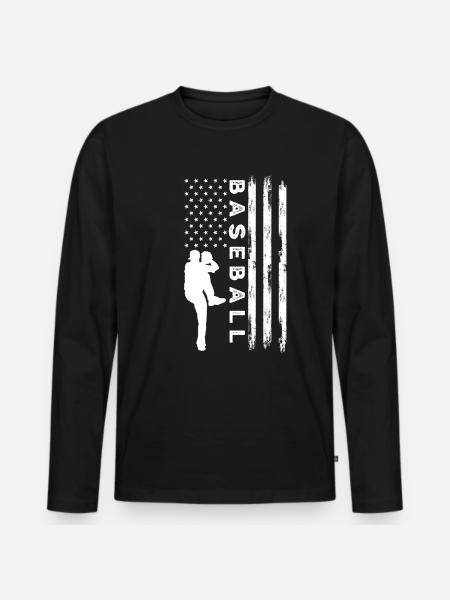 Baseball Drapeau américain - T-shirt manches longues Premium bio Homme - noir