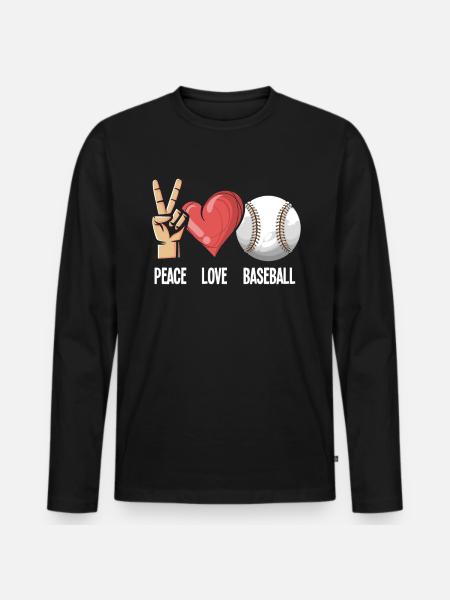 Baseball Friede Liebe - Männer Premium Bio Langarmshirt - Schwarz