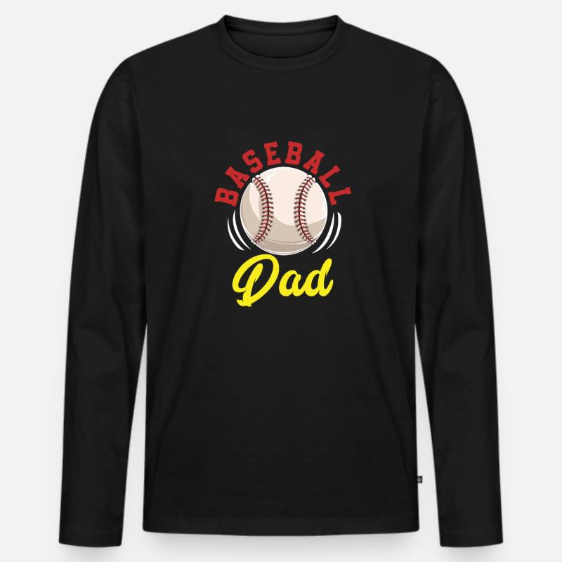 Baseball Papa - Männer Premium Bio Langarmshirt - Schwarz