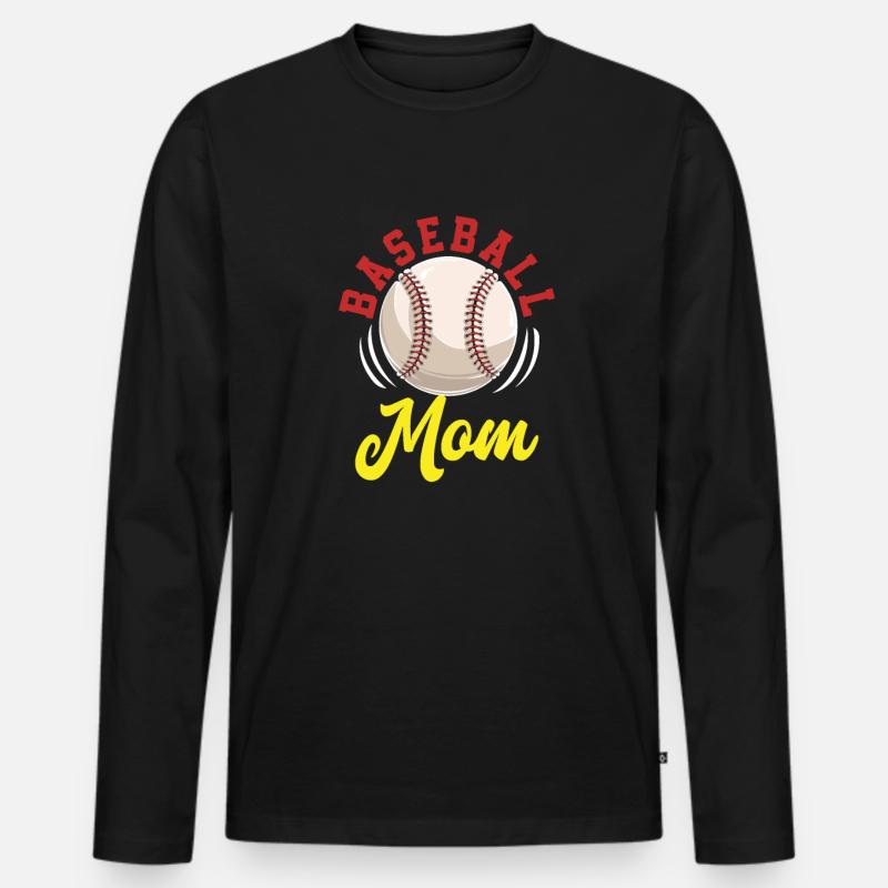 Baseball Mama - Männer Premium Bio Langarmshirt - Schwarz