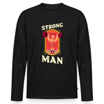 Circus Strong Man - Men's Premium Organic Long Sleeve Shirt - black - Front - Nico (187cm)
