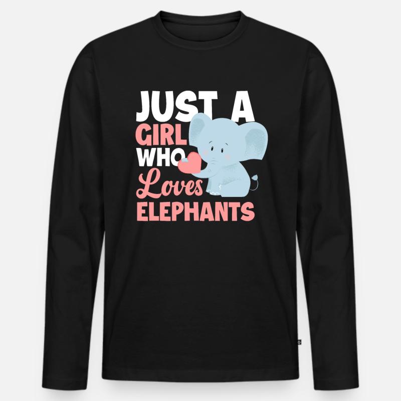 Elefant Mädchen Tiere - Männer Premium Bio Langarmshirt - Schwarz