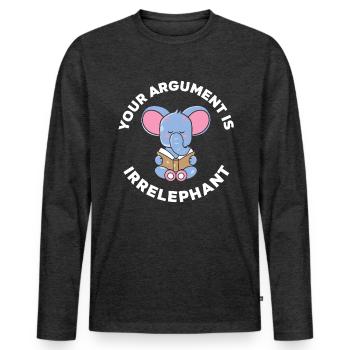 Jeu de mots d’éléphant - T-shirt manches longues Premium bio Homme - anthracite chiné - Devant - Nico (187cm)