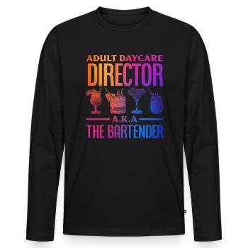 Barman - T-shirt manches longues Premium bio Homme - noir - Devant - Nico (187cm)